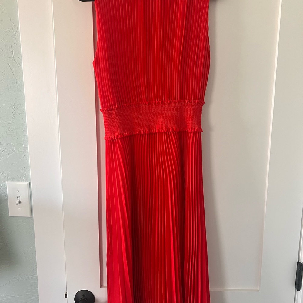 Nanette Lepore Red Pleated Halter Midi Dress